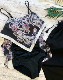 San-ai Resort 【2025年新作】【ナチュラルシェイプスイム ライト】スカーフ風ノンワイヤービキニ サンアイリゾートノーザリー 水着・スイムグッズ 水着 ブラック ホワイト ブルー ブラウン【送料無料】