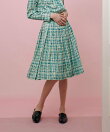【LOULOU WILLOUGHBY】チェックプリントプリーツミディスカート