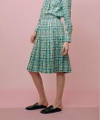 【LOULOU WILLOUGHBY】チェックプリントプリーツミディスカート