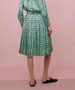 【LOULOU WILLOUGHBY】チェックプリントプリーツミディスカート