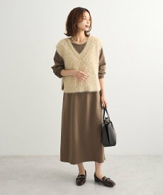 【SALE／50%OFF】Green Parks SET2点ラメフェザーベスト+ミニ裏毛ワンピース グリーンパークス ワンピース・ドレス その他のワンピース・ドレス グレー ベージュ【送料無料】