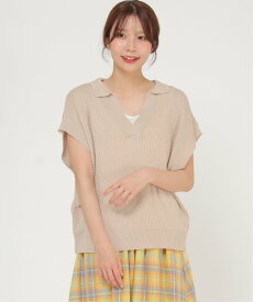 【SALE／30%OFF】LBC with Life ジャカード襟付きベスト エルビーシー トップス ニット ベージュ ブラック