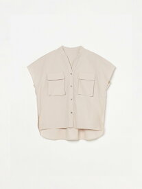 three dots Soft typewriter safari shirt スリードッツ トップス シャツ・ブラウス ベージュ【送料無料】