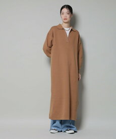 【SALE／30%OFF】NANO universe スウェットライク衿付きスキッパーニットワンピース ナノユニバース ワンピース・ドレス ワンピース ベージュ グレー ブラック【送料無料】