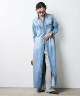 CHIC STYLE 綿100%デニムマキシシャツワンピース＜大きいサイズ有＞シックスタイル シックスタイル ワン…