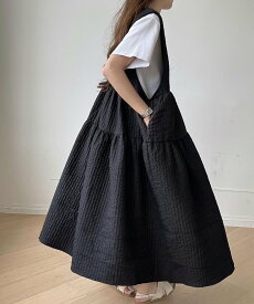 【SALE／85%OFF】emi+ Vネックジャンパースカート エミプラス ワンピース・ドレス ワンピース ブラック ブラウン ホワイト