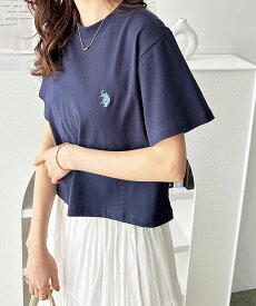 【SALE／15%OFF】GeeRA 【U.S. POLO ASSN.】ショート丈Tシャツ ジーラ トップス カットソー・Tシャツ ホワイト ピンク ネイビー ブラック