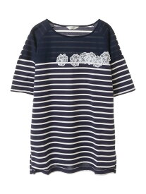 INGEBORG カメリアモチーフ付ボーダーカットソー ピンクハウス トップス カットソー・Tシャツ ネイビー ブラック ブラウン ベージュ【送料無料】