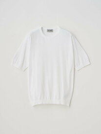 JOHN SMEDLEY 半袖コットンニットTシャツ ｜ KIELL ｜ 30G MODERN FIT ジョンスメドレー トップス ニット ホワイト【送料無料】