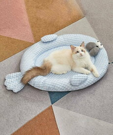 【SALE／20%OFF】aimoha home aimoha home/ふわふわアザラシ型 ペットマット アイモハ ペット用品 ペット用ベッド・マット・クッション ブルー