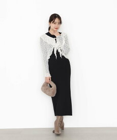 【SALE／60%OFF】PROPORTION BODY DRESSING フリルレースセットニットワンピース 25AW プロポーションボディドレッシング ワンピース・ドレス ワンピース ブラック【送料無料】