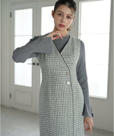 MISCH MASCH MM547410 ツイードラップジャンスカ ミッシュマッシュ ワンピース・ドレス ジャンパースカート ホワイト ブラック【送料無料】