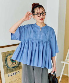 【SALE／10%OFF】FREAK'S STORE インドタック切り替えフレアブラウス【限定展開】 フリークスストア トップス シャツ・ブラウス ホワイト ブルー ブラック イエロー ピンク【送料無料】