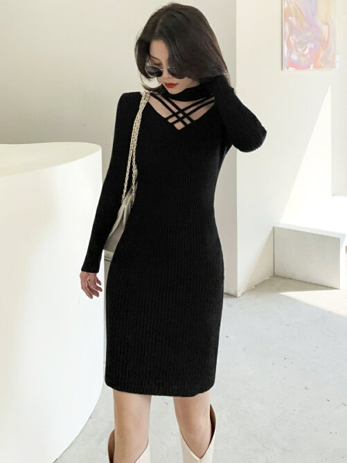 Zoe Jenko W リブニット クロスデザイン チョーカーニットワンピース 7959 Rakuten Fashion 楽天ファッション 旧楽天ブランドアベニュー Ce8010