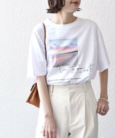 SHIPS WOMEN 《追加予約》* オーガニックコットン フォト ショート スリーブ TEE 24SS ◆ シップス トップス カットソー・Tシャツ ホワイト ベージュ カーキ ブラウン【送料無料】