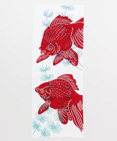 カヤ 注染手ぬぐい 重ね金魚 アミナコレクション ファッション雑貨 ハンカチ・ハンドタオル ブラック レッド