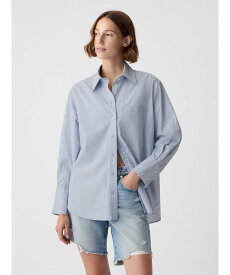 【SALE／62%OFF】GAP (W)オーガニックコットン ビッグシャツ ギャップ トップス シャツ・ブラウス ブルー ホワイト