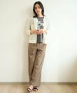 リネン混リラックスワイドパンツ