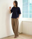 リネン混リラックスワイドパンツ
