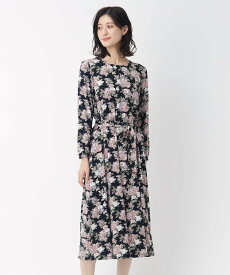 LAURA ASHLEY 【人気柄!WEB限定デザイン/洗える/ジャージ素材/同柄アイテムあり】リディア柄ワンピース ローラ アシュレイ ワンピース・ドレス その他のワンピース・ドレス ブラック【送料無料】