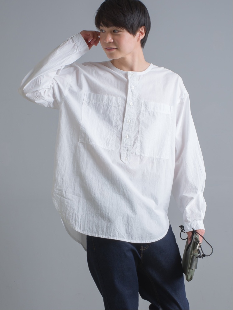 OMNES/(M)タイプライター ビッグポケットノーカラー長袖シャツ