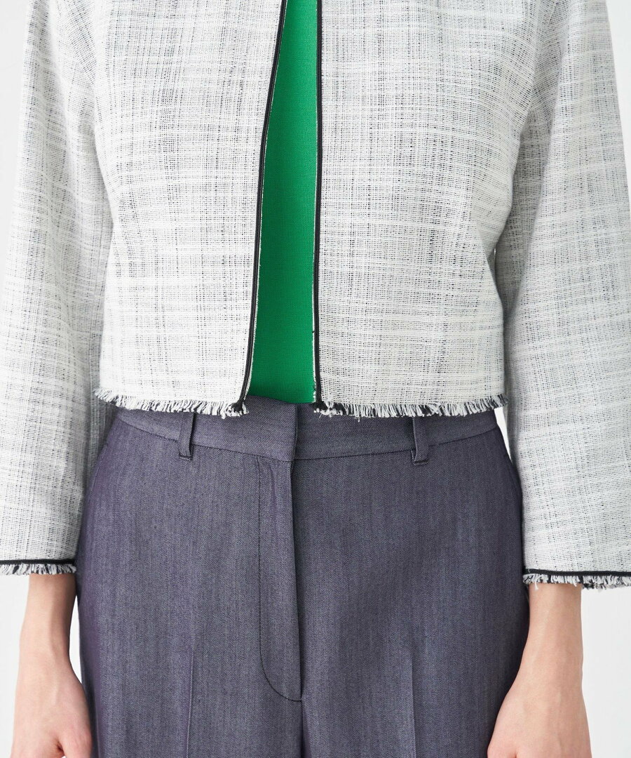 【SALE/66%OFF】Ballsey ロングスラブツイード クルーネックジャケット トゥモローランド ジャケット・アウター ノーカラージャケット ネイビー ホワイト【送料無料】 - メイン画像 13