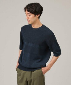 TAKEO KIKUCHI 【美濃和紙】5分袖 ニットTシャツ タケオキクチ トップス ニット グレー オレンジ ブルー ネイビー【送料無料】