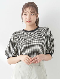 earth music&ecology ハニカム柄ジャガードプルオーバー カットソー/春夏/半袖/24SS アースミュージック&エコロジー トップス カットソー・Tシャツ ブラック ベージュ ピンク