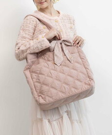 RANDA 【A4対応】2WAY リボンキルティングトートバッグ ランダ バッグ トートバッグ ピンク ホワイト ブラック ブルー ベージュ【送料無料】