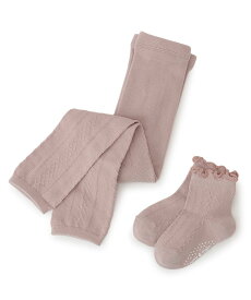 petit main レギンス+ソックスセット ナルミヤオンライン 靴下・レッグウェア レギンス・スパッツ ピンク グレー ベージュ