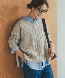 URBAN RESEARCH DOORS ハミルトンウールアラン柄プルオ-バー アーバンリサーチドアーズ トップス ニット パープル ベージュ ネイビー【送料無料】