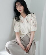 LIAN メッシュサマーポロニット リアン トップス ニット レッド ブラック ベージュ ブラウン ホワイト【…
