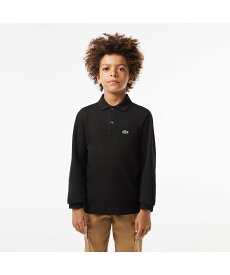 【SALE／50%OFF】LACOSTE Boys プチピケポロシャツ (長袖) ラコステ トップス ポロシャツ ブラック ホワイト【送料無料】