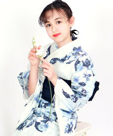 KYOETSU 簡単着付け 浴衣 女の子 子供 セット( 浴衣 + 帯 + 腰紐2本 ) レトロH キョウエツ 着物・浴衣・和装小物 浴衣 パープル【送料無料】
