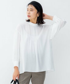 【SALE／50%OFF】23区 【洗える】キュアセルツイル ピンタック ブラウス ニジュウサンク トップス シャツ・ブラウス ホワイト ブラック ブラウン ブルー【送料無料】