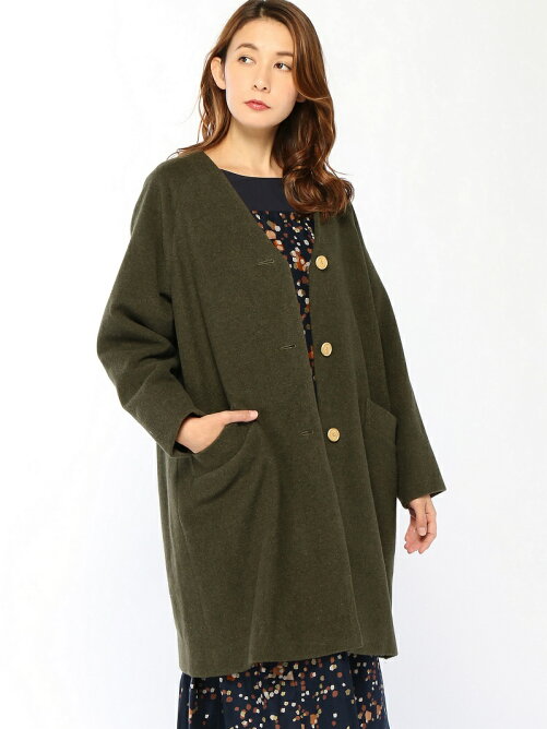 Conges Payes Adieu Tristesse ノーカラーラグランスリーブコート