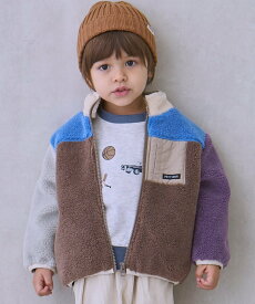 petit main ボアジャケット ナルミヤオンライン ジャケット・アウター ブルゾン・ジャンパー ブラウン ホワイト