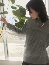 【SALE／44%OFF】Samansa Mos2 blue ◎チュールドッキングニット サマンサモスモス トップス ニット グレー ベージュ ブラック