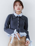 SNIDEL 【多色展開】ボリュームフリルペプラムカーディガン スナイデル トップス カーディガン ネイビー …