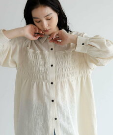 LOWRYS FARM シャーリングミニワンピース ローリーズファーム ワンピース・ドレス シャツワンピース ブラウン グリーン ブラック ホワイト【送料無料】