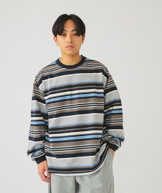 BEAMS BEAMS / マルチボーダー ロングスリーブTシャツ ビームス メン トップス カットソー・Tシャツ カーキ グレー レッド【送料無料】