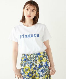 SHIPS Colors SHIPS Colors:FRINGUES ロゴ プリント TEE シップス トップス カットソー・Tシャツ ホワイト グレー ピンク