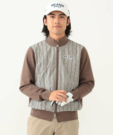 BEAMS GOLF PURPLE LABEL BEAMS GOLF PURPLE LABEL / チェックフロント ニットジップブルゾン ビームス ゴルフ トップス ニット ネイビー ブラウン【送料無料】