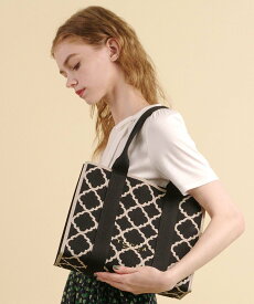TOCCA 【大人百花掲載】【A4サイズ対応】CHECKER CLOVER KNITBAG ニットバッグ トッカ バッグ トートバッグ ベージュ ピンク ブラック ブルー【送料無料】