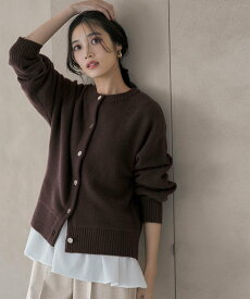 ANY SIS 【前後着用可能】Airニット カーディガン エニィスィス トップス カーディガン レッド グリーン ブラウン ホワイト パープル【送料無料】