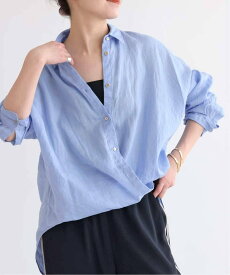 Spick & Span 《全15色 / 追加》 80リネンカシュクール ビッグシャツ スピックアンドスパン トップス シャツ・ブラウス イエロー ネイビー ベージュ ピンク ブラック ブルー ホワイト ブラウン オレンジ【送料無料】