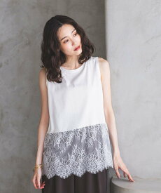 【SALE／10%OFF】GLOBAL WORK 裾レースレイヤードタンクトップ/742660 グローバルワーク トップス カットソー・Tシャツ ホワイト ブラック