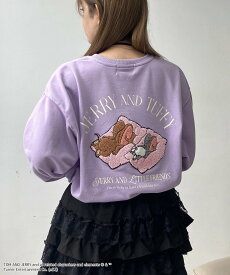 AS KNOW AS plus ☆アクリルキーホルダー付き トムとジェリー スウェット 【TOM and JERRY】 アズノゥアズプラス トップス スウェット・トレーナー ブラック ホワイト パープル