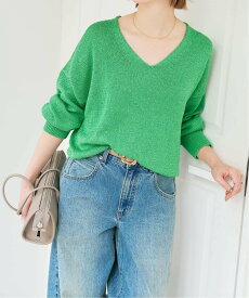 Spick & Span 《予約》レーヨンペーパーヤーンVネックプルオーバー スピックアンドスパン トップス ニット ベージュ ブラック グリーン【送料無料】