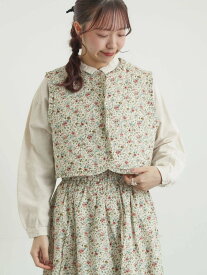 【SALE／50%OFF】TSUHARU 【LIBERTY FABRICS】BEATRICE柄キルトベスト サマンサモスモス ジャケット・アウター ダウンジャケット・ダウンベスト ピンク パープル【送料無料】